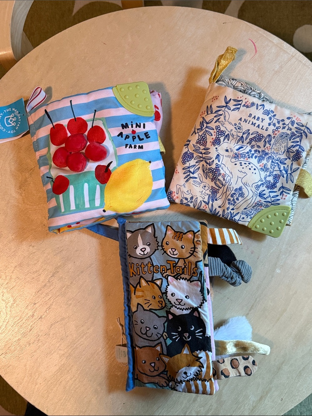 Soft Sensory Baby Books - Multicolor Kitten Tails, Mini Apple, Baby Animals